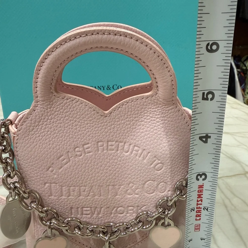 Tiffany & Co. Pale Pink Leather Mini Bag with Charm Chain New Full Set - Picture 3 of 15